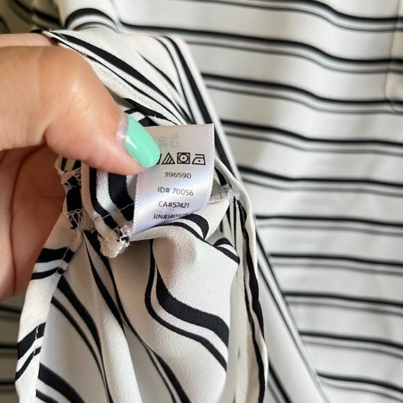 LOFT ANN TAYLOR STRIPED LONG SLEEVE SHEER TOP POCKET WOMENS SIZE S PETITE - Picture 4 of 5